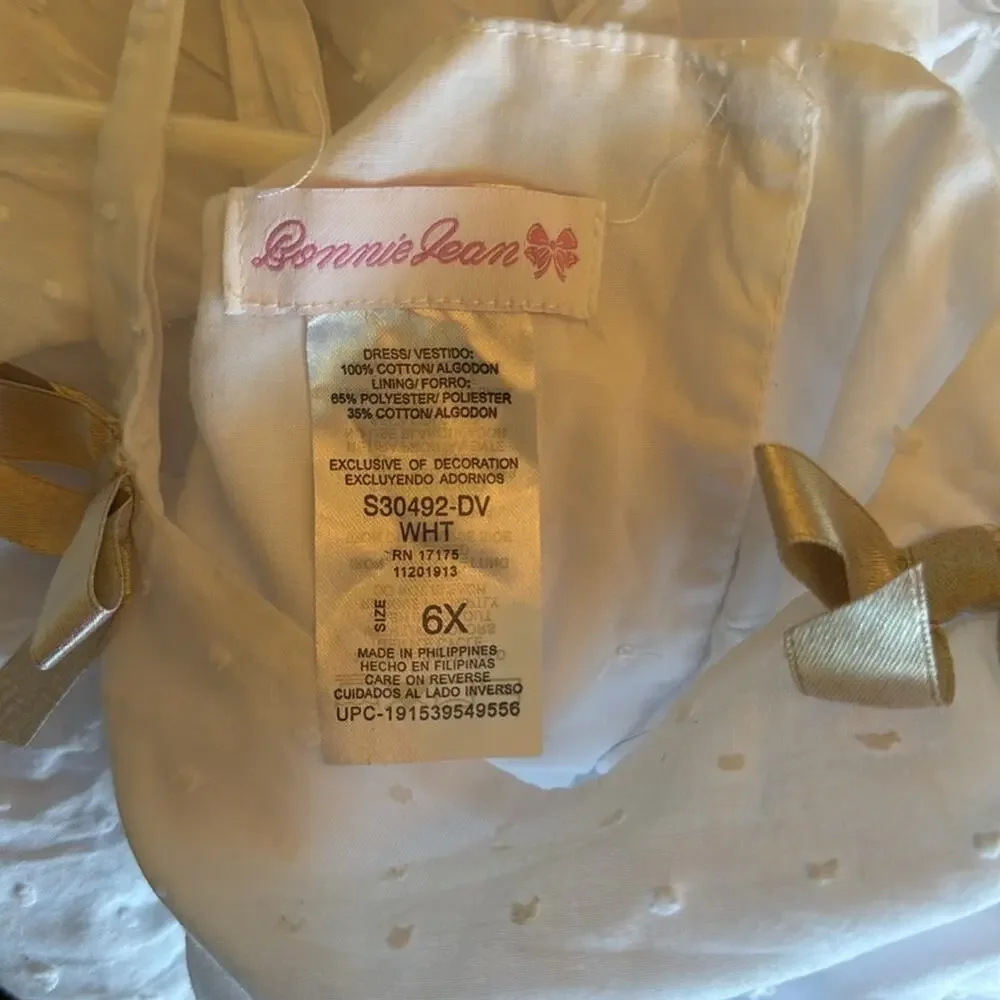 Bonnie Jean white dress iridescent ribbonsize 6x - Picture 5 of 6